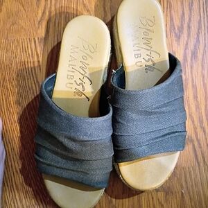Blowfish Black Ruched Slide Mules